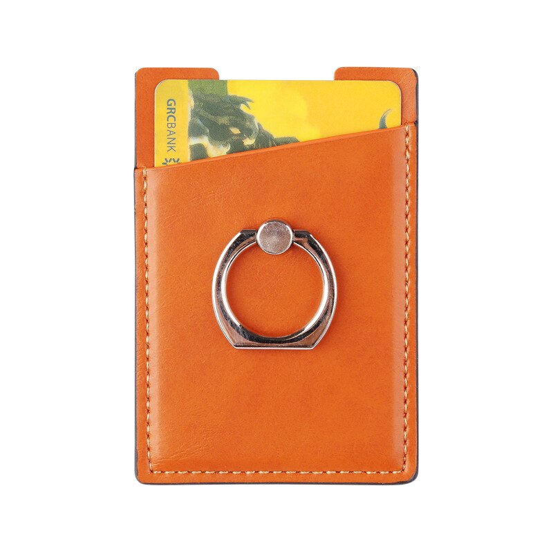 PURDORED 1 Pc Phone Card Holder Women Credit ID Card Holder Men Pocket Stick on Adhesive with Finger Ring Tarjetero Hombre: orange