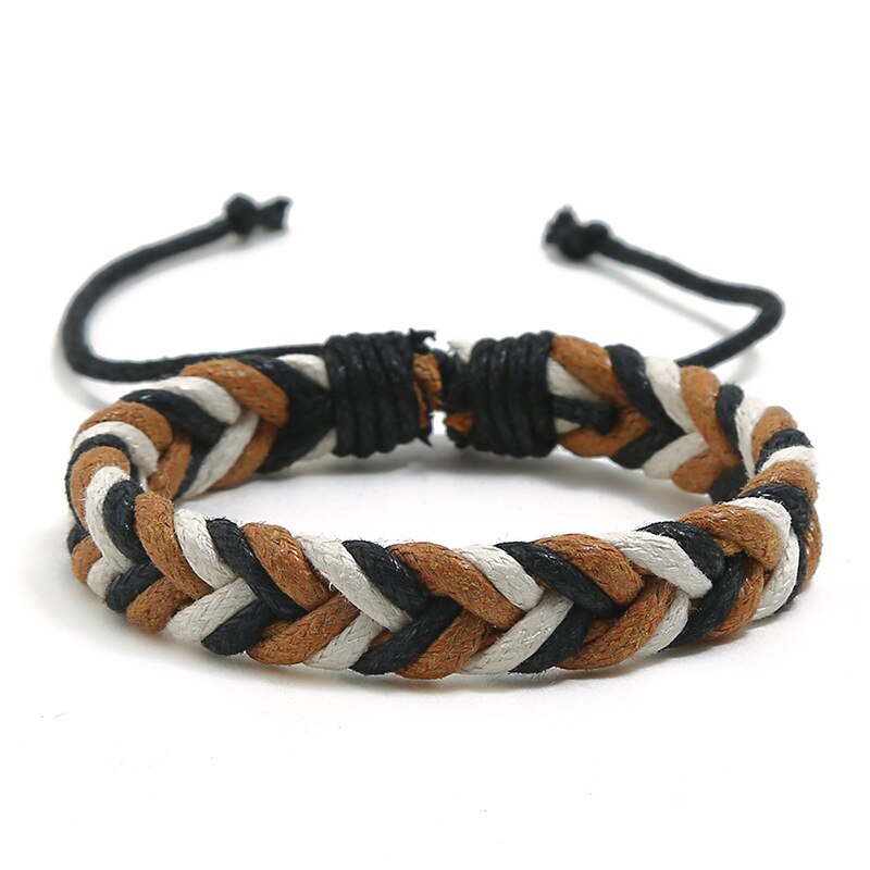 Touw Armband Voor Jongen Meisje Mix Kleur Vlechten Verstelbare Armband Koppels Vriendschap Armband Mannen Sieraden: Black-yellow