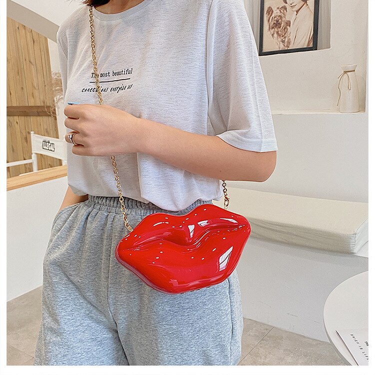 Rode Lip Styling Partij Bruiloft Clutch Tas Voor Vrouwen Mode Portemonnees En Handtassen Vrouwelijke Schouder Chain Crossbody Tas