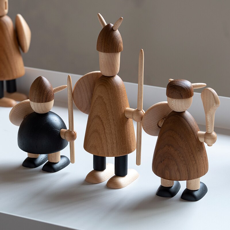 Wikinger soldat Holz Dekorative figuren Spielzeug Hause dekoration zubehör für wohnzimmer/nordisch Dekor auf sterben Regal/Innen