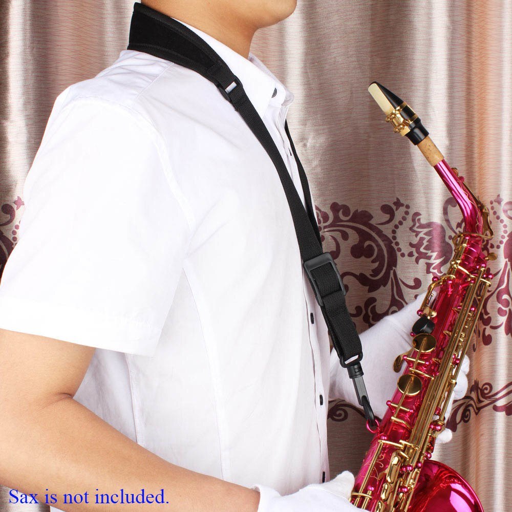 Justerbar saxofon sax halsrem bomuld polstret med kroglås