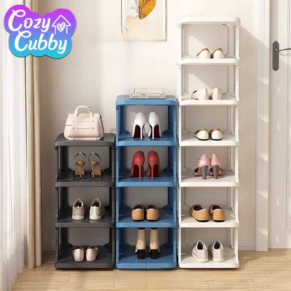 Estante de almacenamiento de zapatos, puerta de esquina de pared de 9 niveles, armario organizador de zapatos DIY estrecho apilable que ahorra espacio para dormitorio doméstico