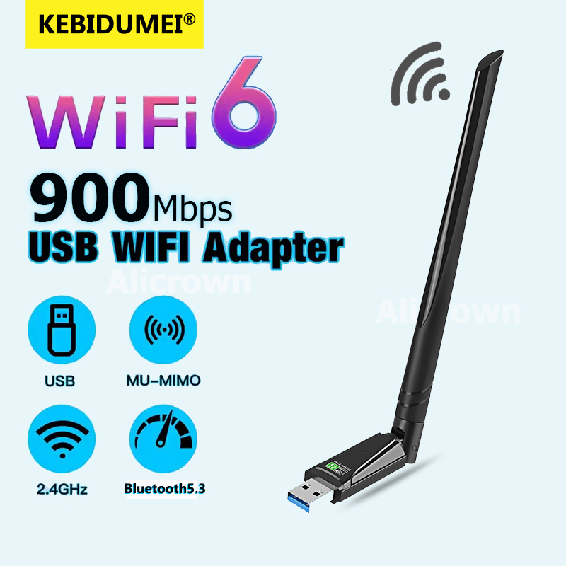Adaptador wifi 6 bluetooth5.3 placa de rede sem fio 900mbps usb dongle sinal mini receptor para computador portátil windows10/11 driver grátis