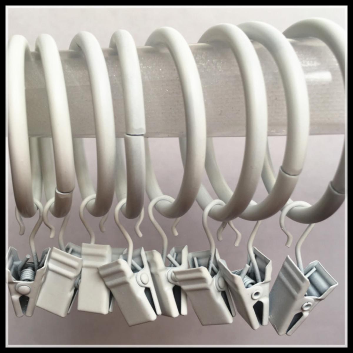 10 Curtain Rings with Clips Stable Drapery Rings Easy to Use Curtain Hooks for for Shower Window Door Curtain