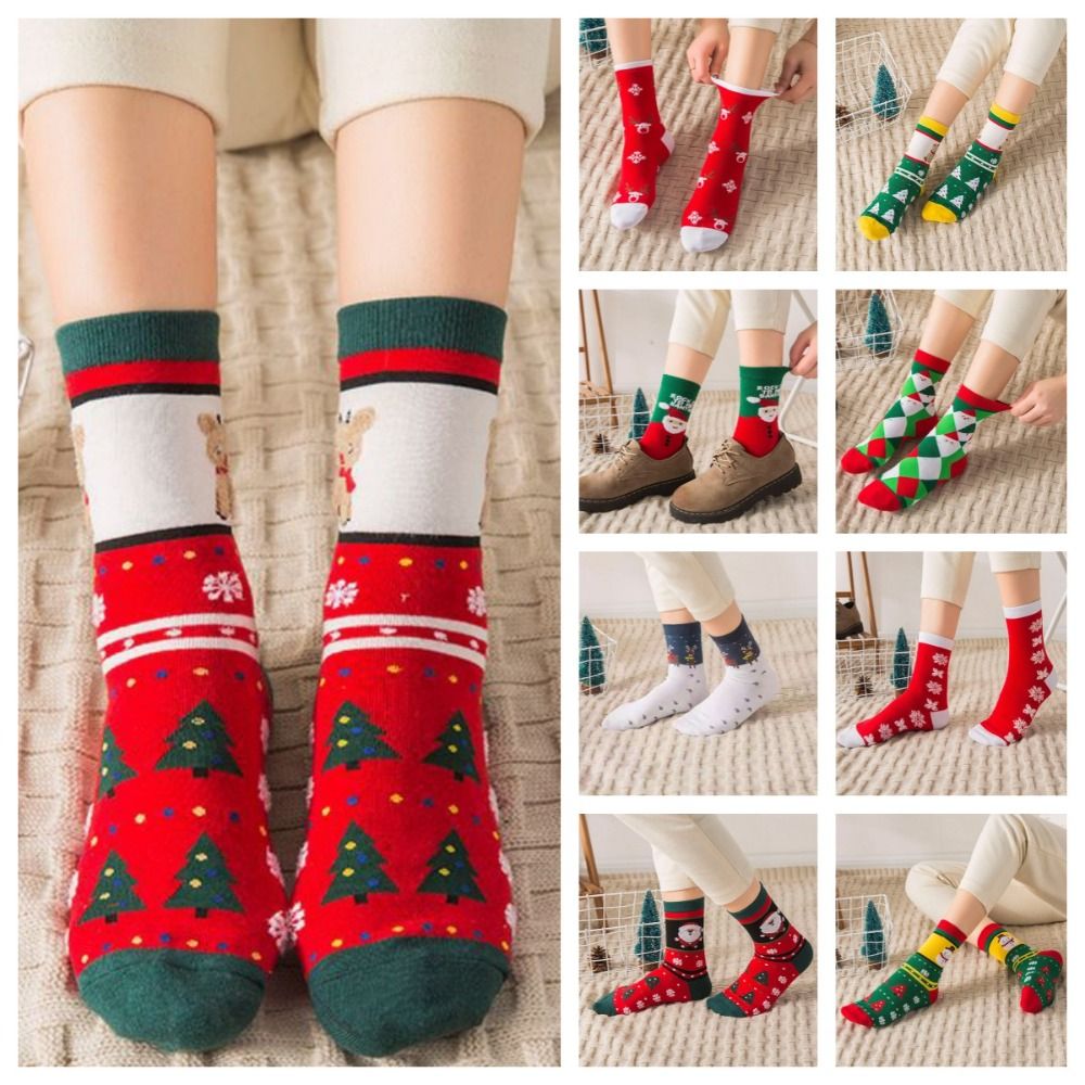Chaussettes de Noël - Épais Coton Crew Socks - Renne & Cartoon Bas - Toutes Saisons