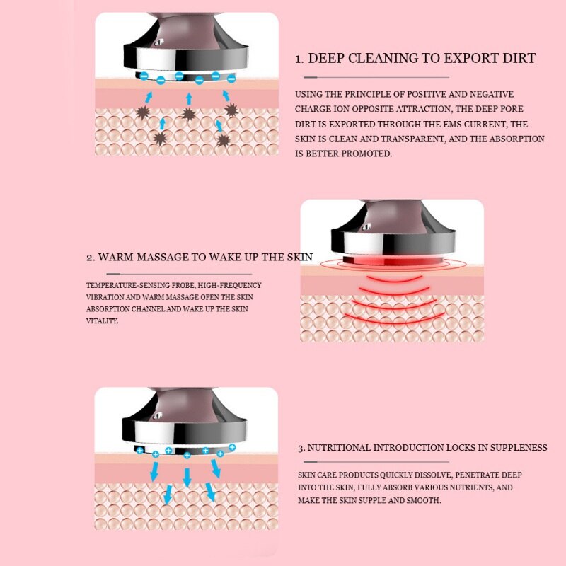 LED Face Beauty Massager Cold Hammer Ultrasonic Cryotherapy Facial Vibration Massager Face Body Spa Ion Beauty Instrument