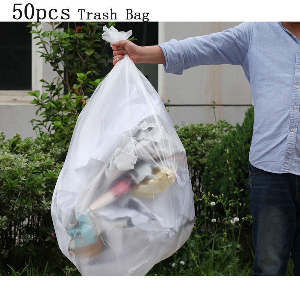 50 stk affaldsposer stor kapacitet affaldspose engangs fortykkede opbevaringsposer klare genbrugspapirposer plast affaldssække