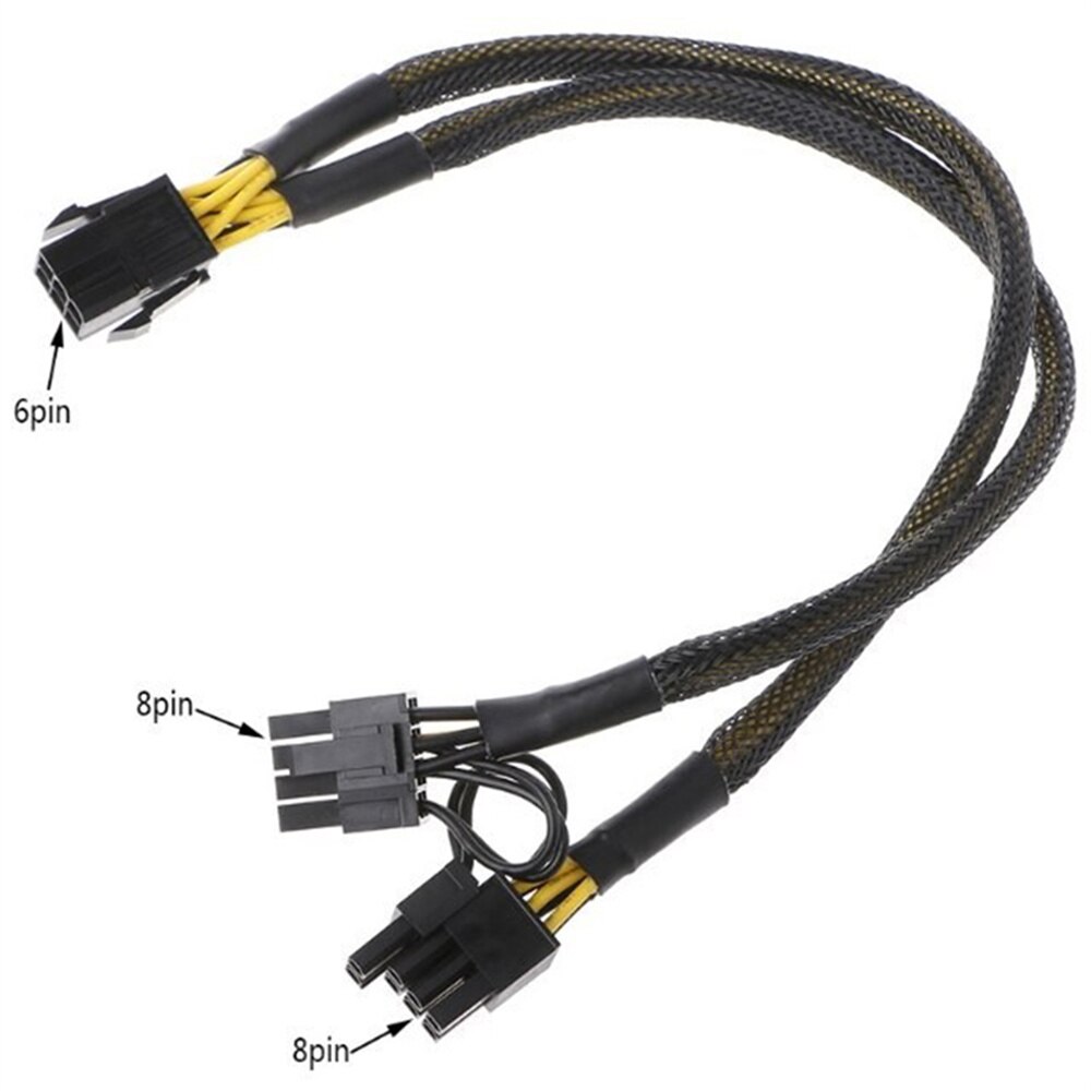 6 stk 6 pin til dual 8 pin strømforsyningskabel pcie pci -e 6 pin til dual 8 pin grafikkort kabel splitter til btc eth mining miner
