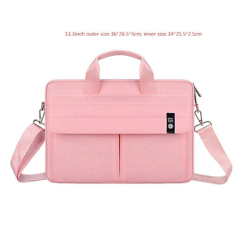 Maletcase3/14,1/15,6 pulgadas para hombre y mujer, bolsa para portátil, bolso de hombro cruzado a prueba de golpes, impermeable, para viaje, oficina, bolsita de negocios: B pink S