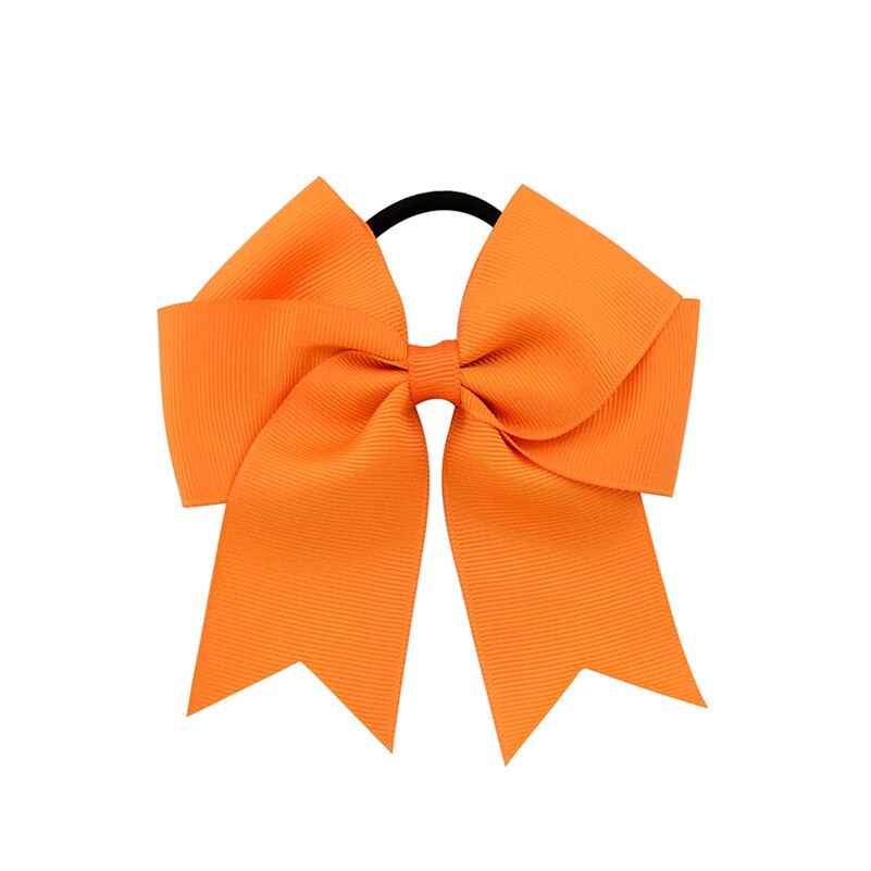 4.5 Inch Girls Cute Solid Cheerleading Bow Women Elastic Hair Bands Ribbon Rope Ponytail Holder Hair Ties Kids Hair Accessories: 9 Orange