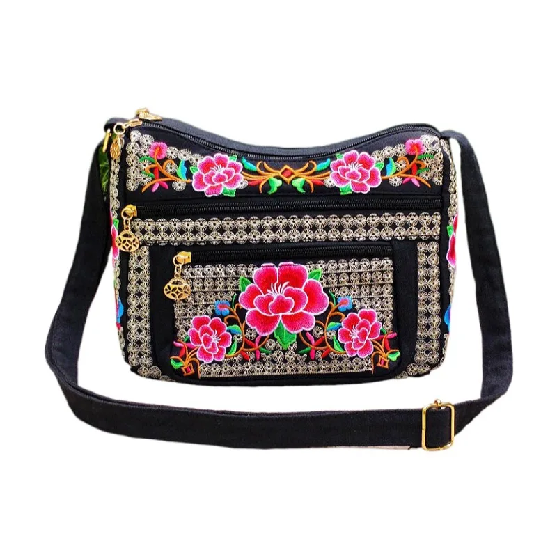 Sac de Style ethnique du Yunnan, sac à bandoulière brodé pour femmes, sacs à bandoulière entièrement brodés pour dames