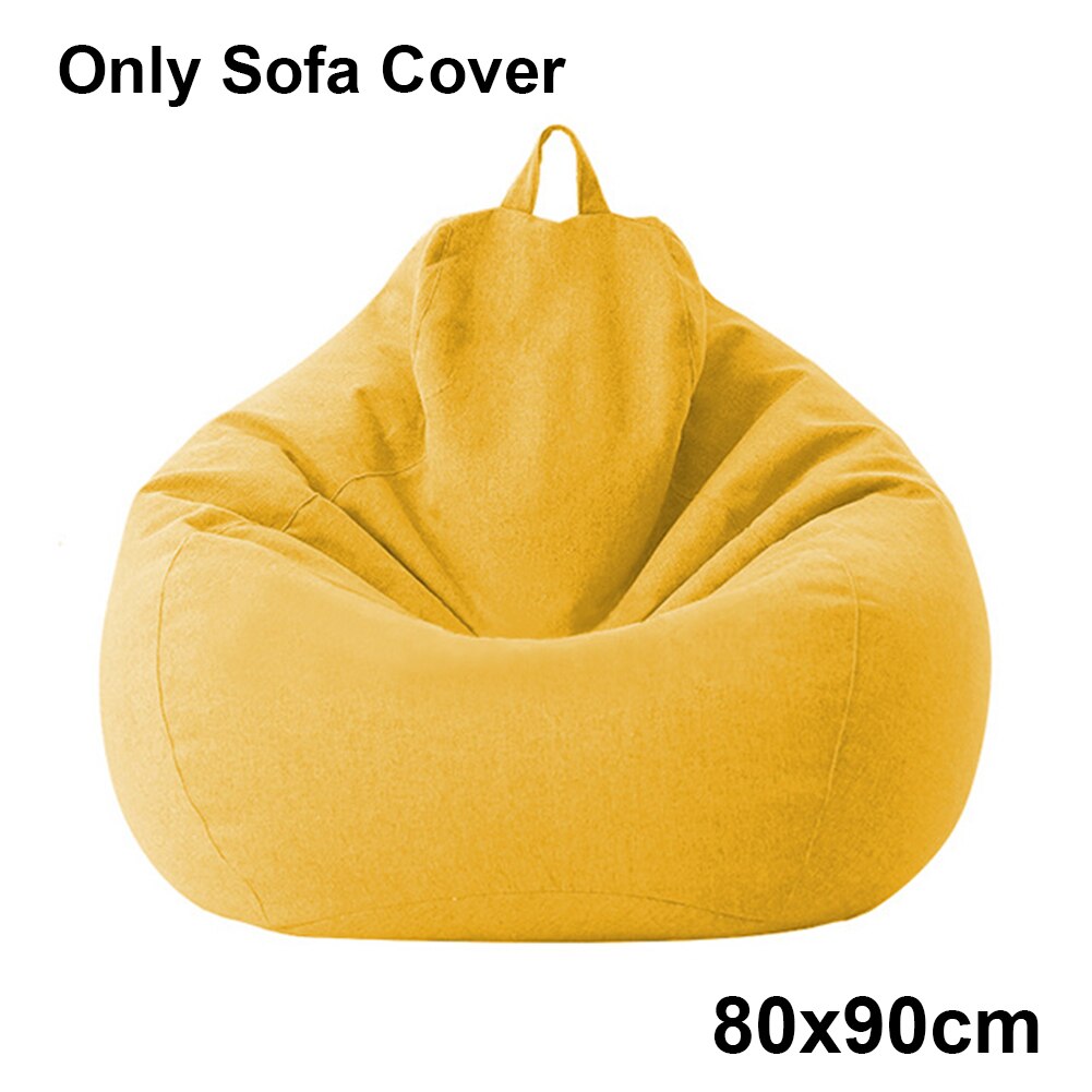 Slaapkamer Zonder Filler Bean Bag Cover Grote Volwassenen Kinderen Speelkamer Nordic Stijl Indoor Home Zachte Woonkamer Katoen Linnen: Yellow 80x90cm