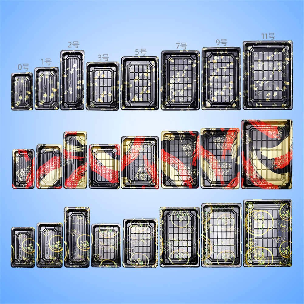 Pure Black Sushi Packaging Box Sashimi Salmon Takeaway Packed Boxes