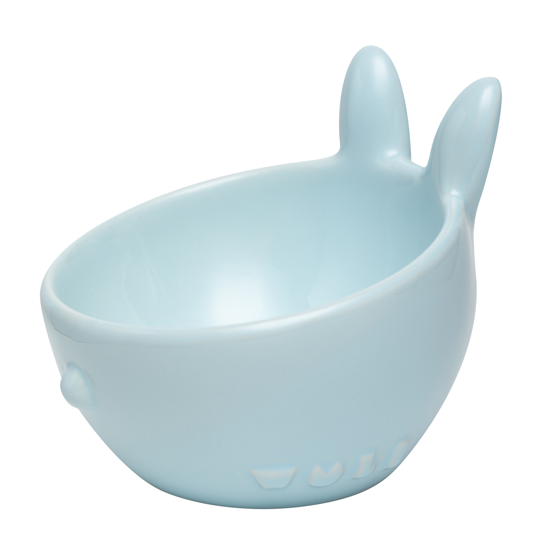 Cuenco con forma de pulpo y conejo para mascotas, protección oblicuo para la boca, Gato de cerámica, accesorios para mascotas: Little Rabbit Blue