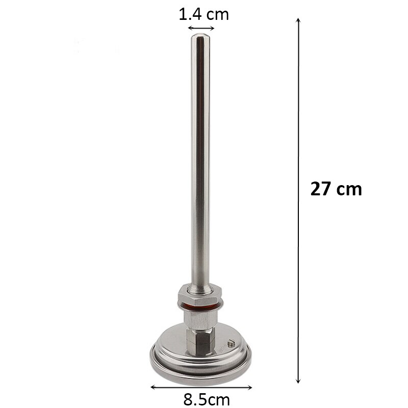 9 "rustfrit stål stamme thermowell kit med 1/2 'npt svejsløst bi-metal termometer, øl gæring hjemmebrygging tilbehør