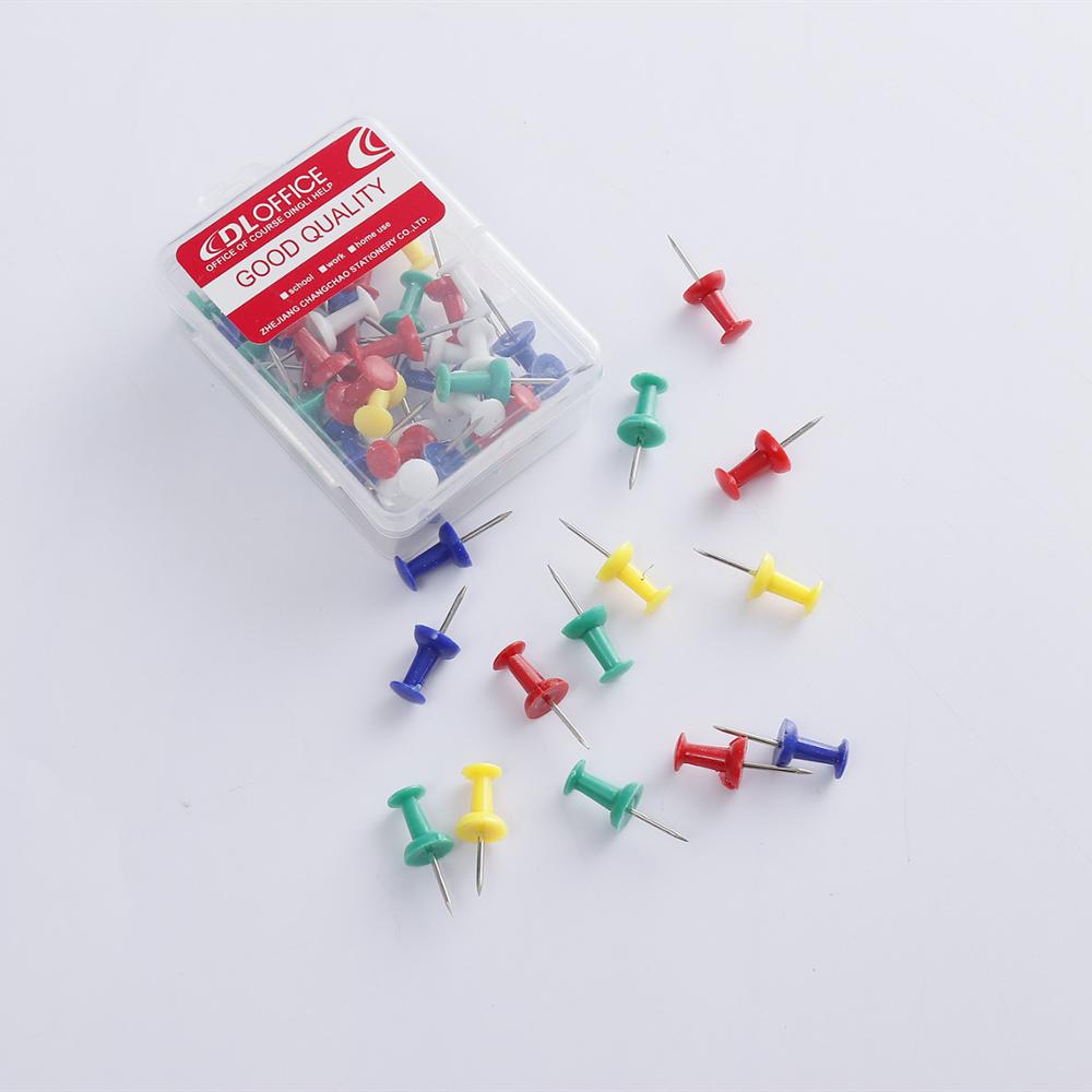 50 Pcs/Box Map Tacks Push Pins Plastic Head with Steel,Paining Wall Studs Thumbtack Office School Supply: Default Title