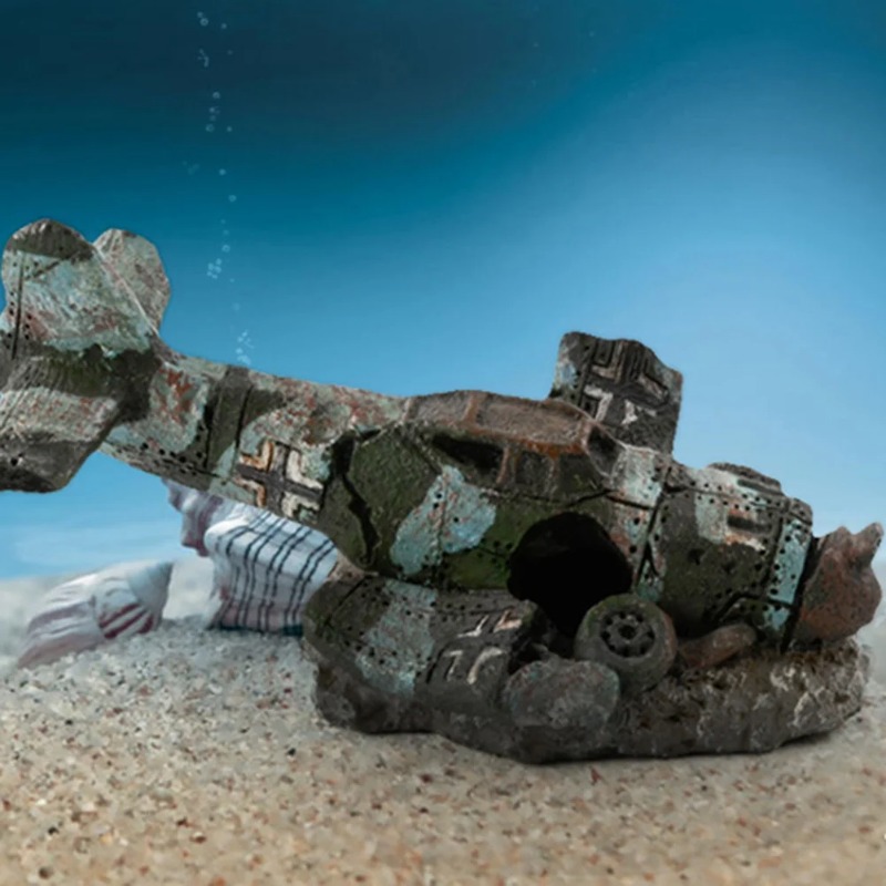 1 ST Mini Hars Ambachtelijke Aquarium Vliegtuig Kunstmatige Vliegtuig Wrakage Decor Aquarium Landschap Ornament
