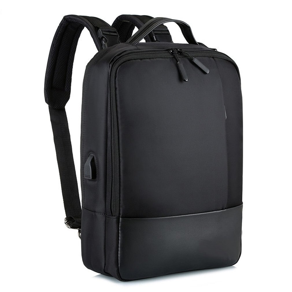 USB Male Backpack Business Computer Backpack Multi-Function Anti-Theft Usb Backpack Water-Resistant Polyester Cycling Bag: Black