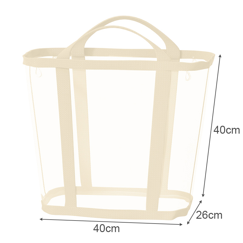 Nylon Mesh Wasmand met Handvat Ademend Opvouwbaar Draagbaar Vuile Kleren Organizer Tassen Grote Capaciteit Speelgoed Opbergtas: Licht Geel
