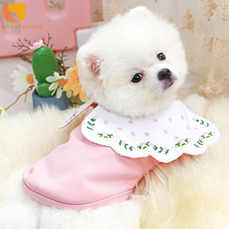 Schattige roze shirts voor meisjes, honden en katten, puppykleding, lotusbladhalsband, t-shirt voor kleine, middelgrote en grote honden, teddybeer en chihuahua