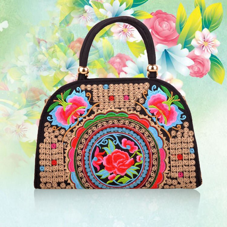 Bohemiskt broderi mångsidigt skalväska trevligt blommigt broderat kvinnor axel & handväskor vintage messenger carrier