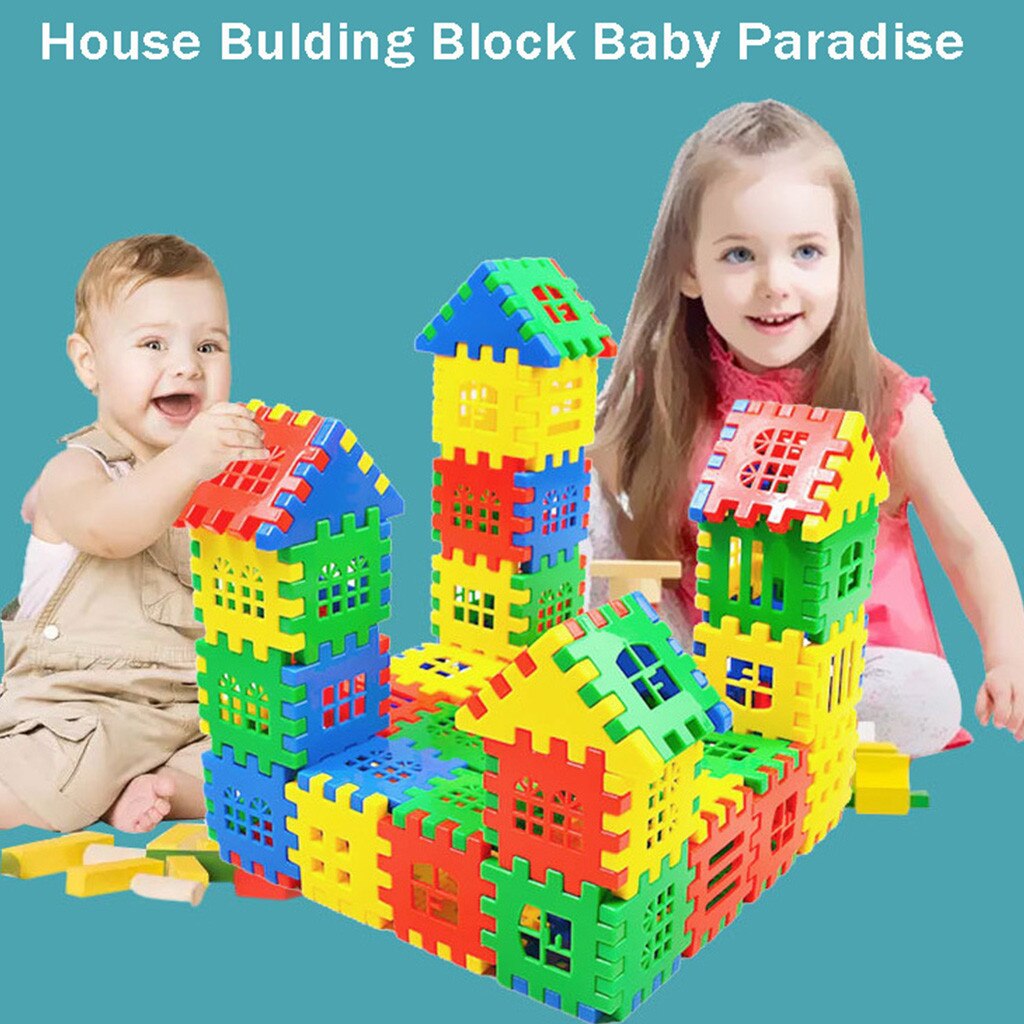 50/100/160PCS DIY Children's Puzzle Plastic Block Spellers House Storage Box Parent Child Interactive Games Educational Toys