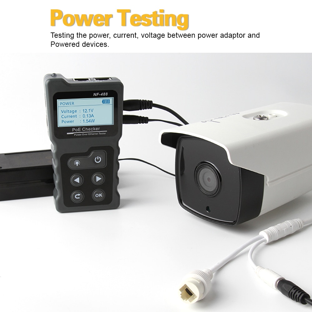 Multi-funcional LCD Tester de Cable de red actual Tester con el probador de Cable y PoE Checker en línea PoE de tensión