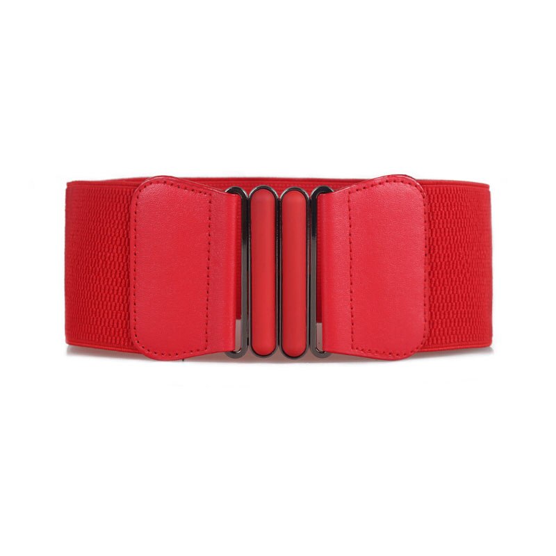 Vrouwen Mode Riemen Elastische Gordel Knop Vrouwen Gordel Brede Riem Brede Riemen: red