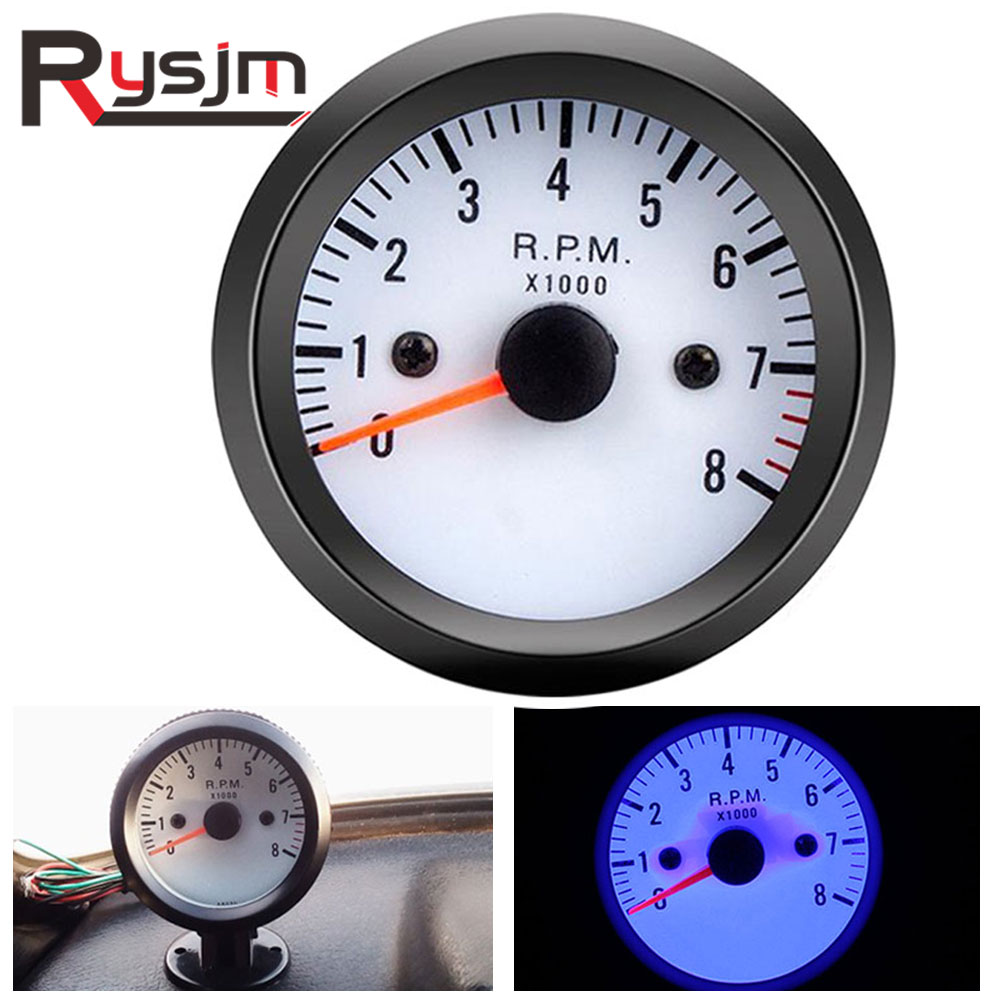 2&quot; 52mm Car motorcycle tachometer 12V Blue LED 0~8000 rpm meter Pointer tacho Gauge for motorcycle Truck / ATV tacometro from RU