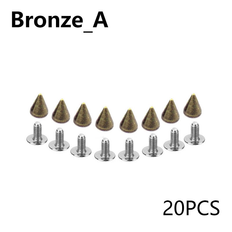 20/50/100 Sets Hardware Accessories Leathercraft DIY Bag Studs Spike Rivets Metal Decorative 7X10MM: bronze-A