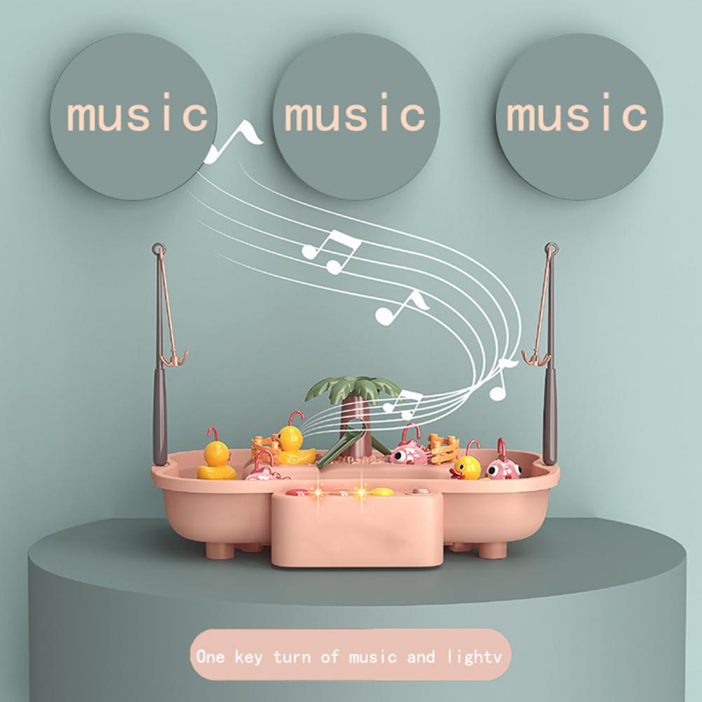 1 Set giocattolo da pesca Musical Electronic Duck Design pesca rotante elettrica gioca gioco giocattolo per l&#39;intrattenimento domestico per bambini