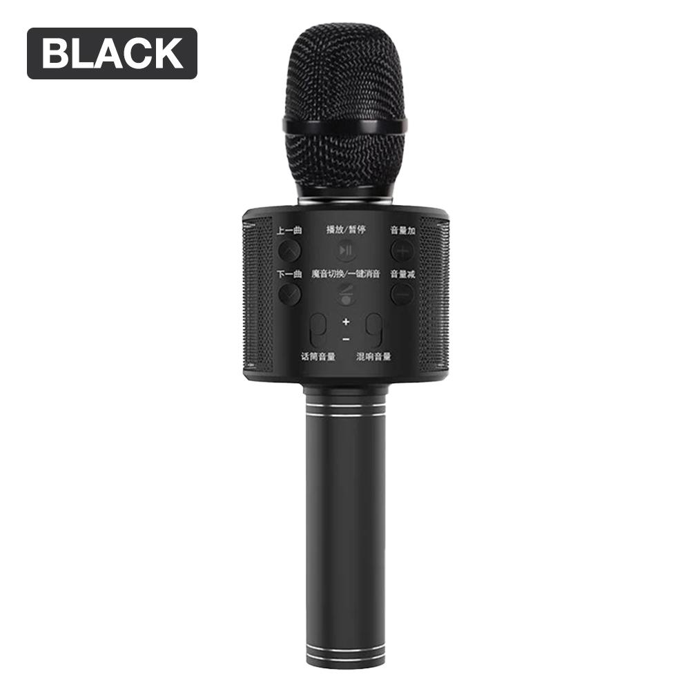 Wireless Karaoke Microphone Portable Handheld USB Microphone Karaoke Mic Bluetooth Stand Mic Studio Recording: Black