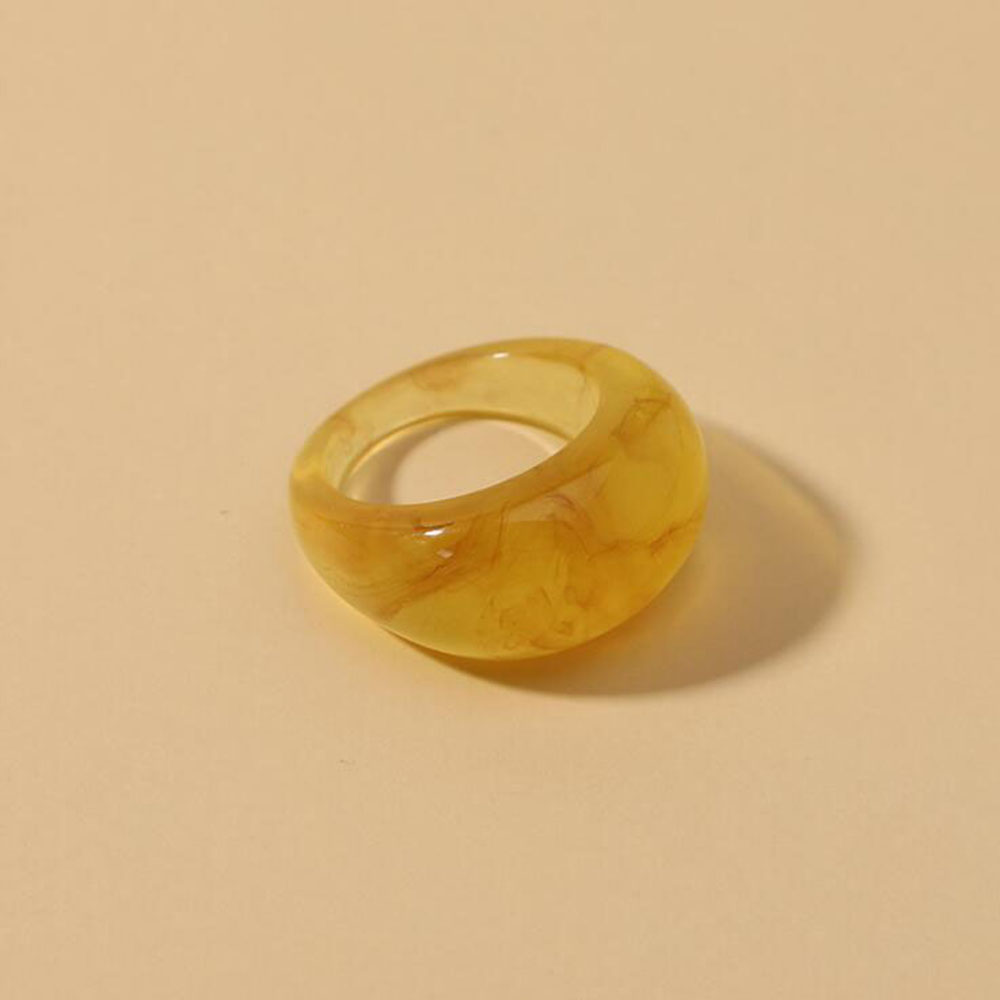Ensemble de bagues en acrylique Transparent coloré pour femmes, bagues géométriques en résine transparente, à la , bijoux de fête,: Or