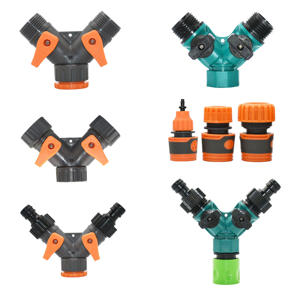 Garden Tap Water Splitter 1/2" 3/4" Female Thread 2-Way Garden Hose Y Type Watering Adjustable Switch Water Controller Valve
