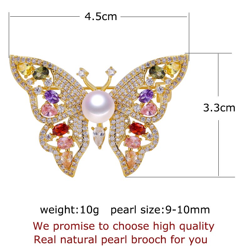 ZHBORUINI Feine Schmuck Natürliche Süßwasser Perle Brosche Jahrgang Schmetterling Brosche Stifte Perle Schmuck Frauen Dekoration