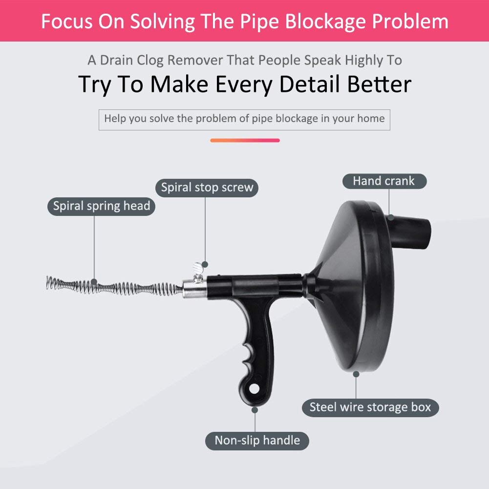 ! Home Pipe Hand-Operated Drain Auger Multiple Specification Manual Operation Toilet Sewer Drain Snake Clog Remover