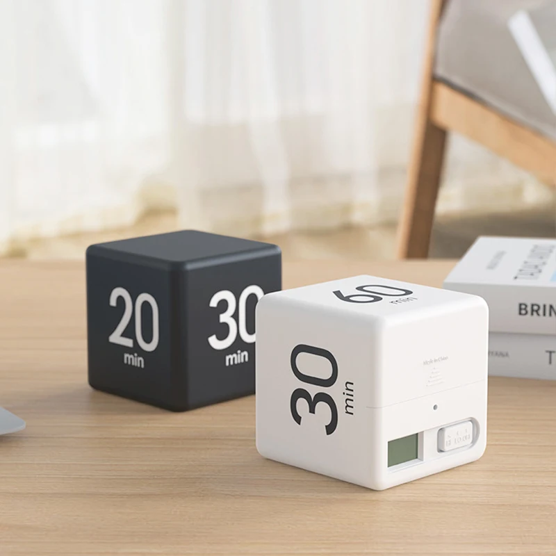 Productiviteit Kubus Timer Zwaartekrachtsensor Flipping LED-display 4 vooraf ingestelde tijd Dubbele modi Countdown Kookstudie Mini digitale timer