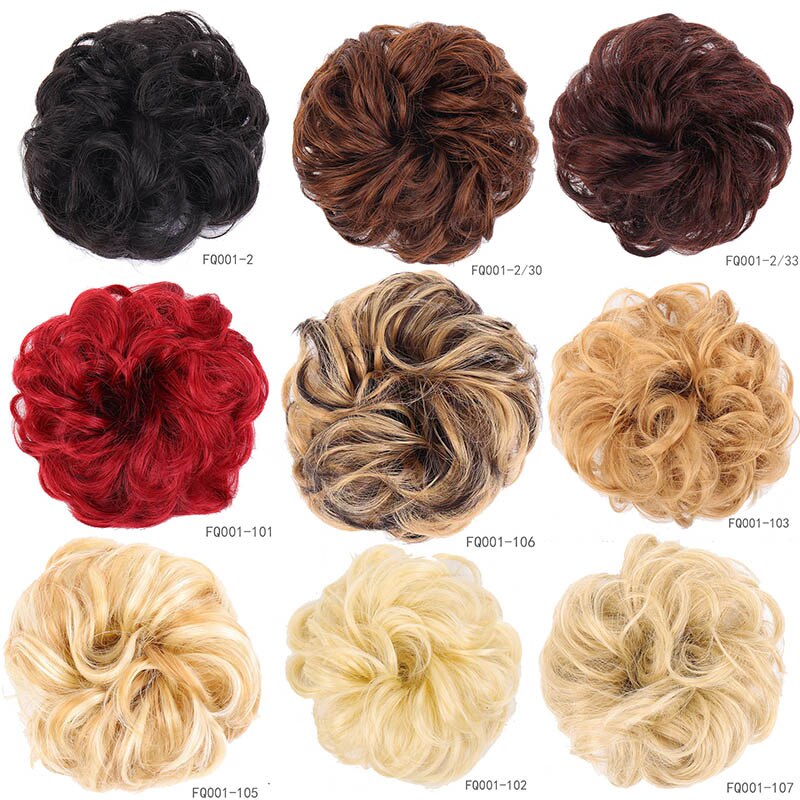LVHAN Women's Curly Chignon With Elastic Rubber Band Synthetic Scrunchie Wrap Hair Messy Bun Hairpieces