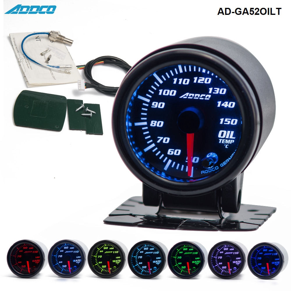 2&quot;/52mm 7 Color LED Car Oil Temp Meter Gauge Smoke Lens Pointer Universal Car Meter AD-GA52OILT