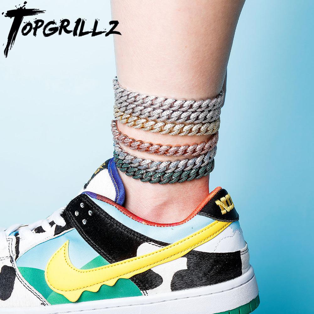 TOPGRILLZ 4 millimetri Cubano Catena Cavigliera Ghiacciato Cubic Zirconia Cavigliera Girocollo Con 2 Pollici A Catena Regolabile Hip Hop Dei Monili di Fascino per il Regalo