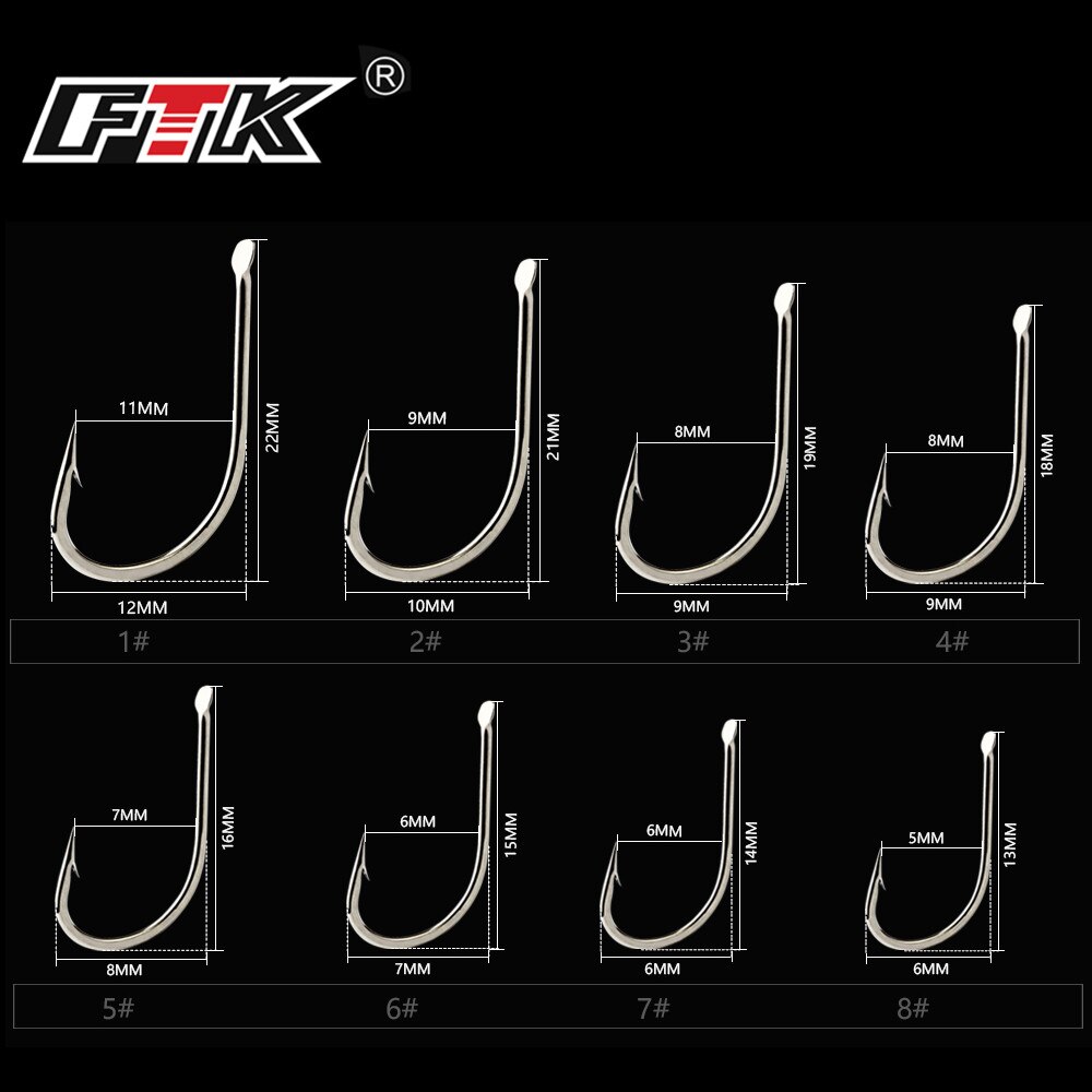 FTK 421N 1#-8# 100Pcs/Lot Bent Hooks High Carbon Steel Fishing Hook Sea Hooks For Fishing Tackle