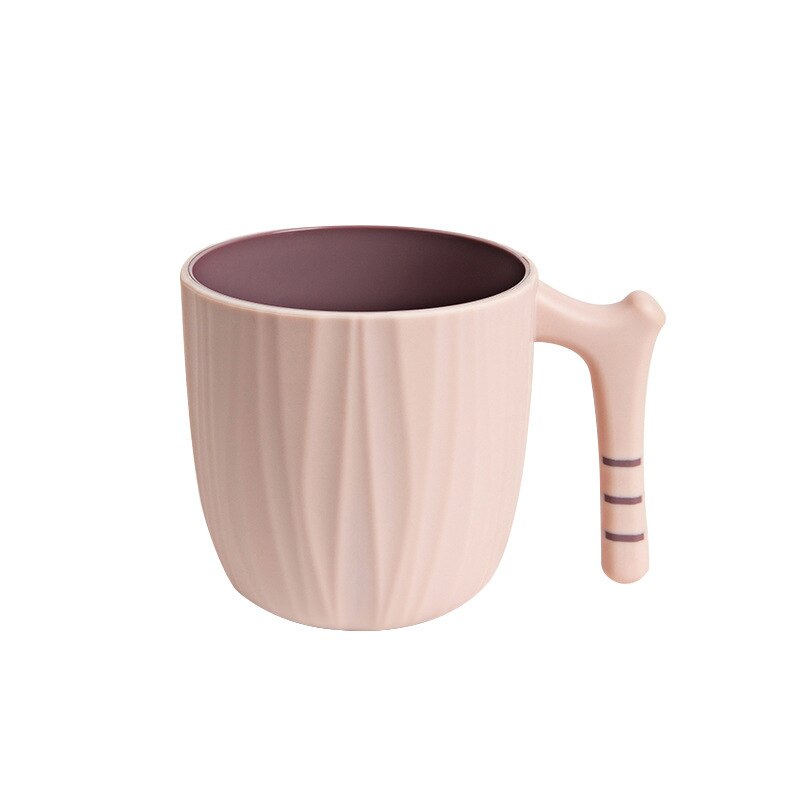 Children's Double-layer Brushing Cup Simple Mouthwash Cup With Handle Tooth Cylinder Student Couple Wash Cup: Light pink A