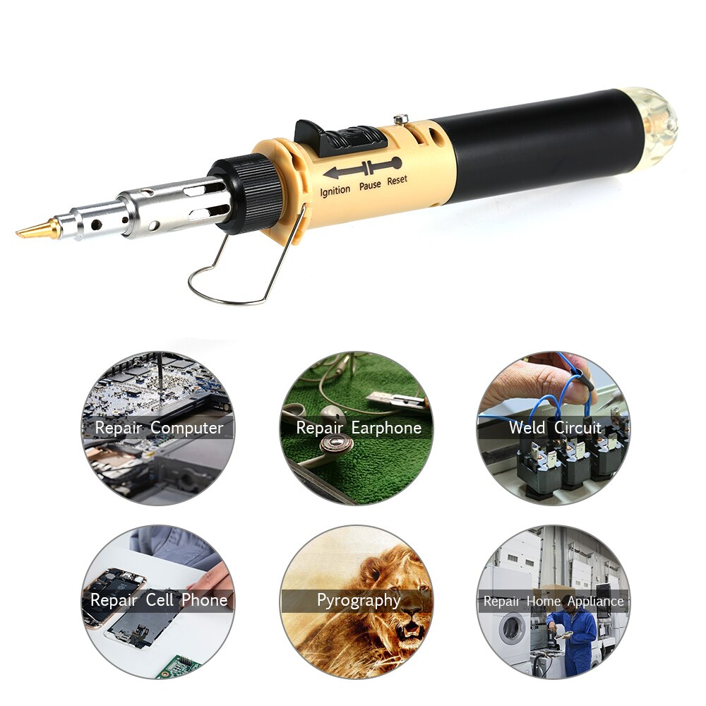 12 in 1 Portable Soldering Iron Kit Full Electronics Set Welding Tool Car Repairing Gas Soldering Self-igniting Torch Outdoors