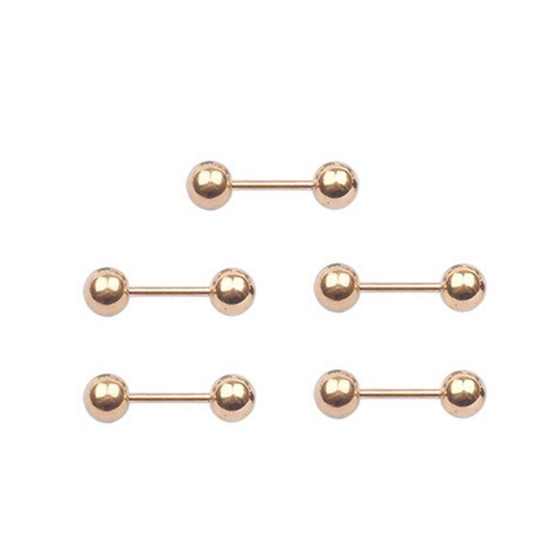 5 pçs de aço inoxidável mini parafuso prisioneiro brinco pequena bola parafusos barbell brincos masculino orelha osso prego lábio sobrancelha osso piercing corpo jóias: gold