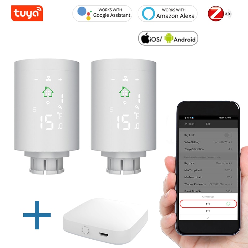 Zigbee 3.0 Smart Radiator Actuator Thermostat Radiator Valve Temperature Controller Work With Alexa Smart Home Tuya Smart Life