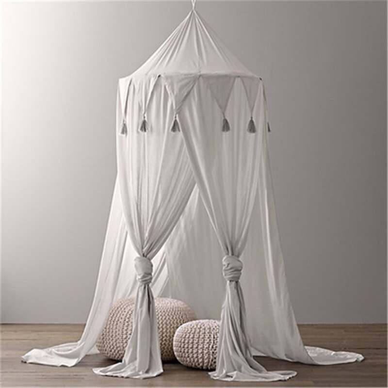 Decoración nórdica para el hogar, triángulo, borla, estrella, gasa, mosquitera para bebé, tienda de gasa para niños, de borla borde, manto de cama