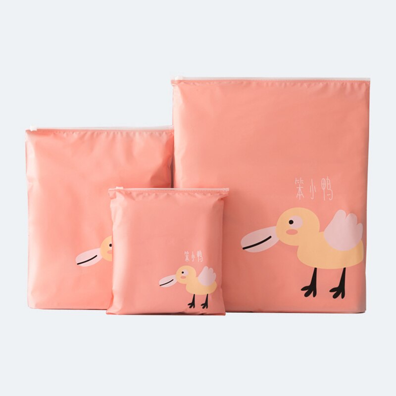 RUPUTIN 3Pcs/set Travel Organizer Suitcase Clothes Finishing Kit Beauty Case Make Up Organizer Storage Bag Travel Accessories: Stupid duck 3 pcs