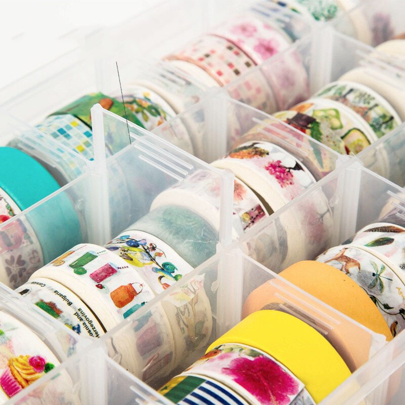 Clear Ambachten Organizer Storage Box 15 Vakken box voor Washi Tape Art Supplies en Sticker Briefpapier