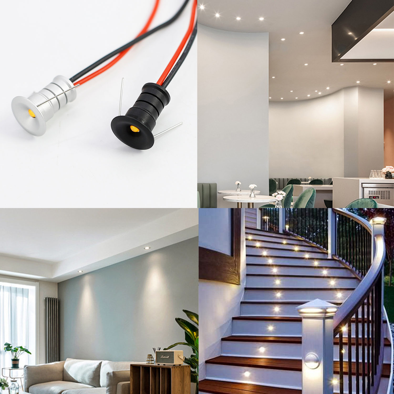 Mini-spotlight , 0,5 w,  small led downlight , 12 v,  dimmable , 15 mm cutout, recessed spotlight , ip65,  ceiling light, display case, display lighting