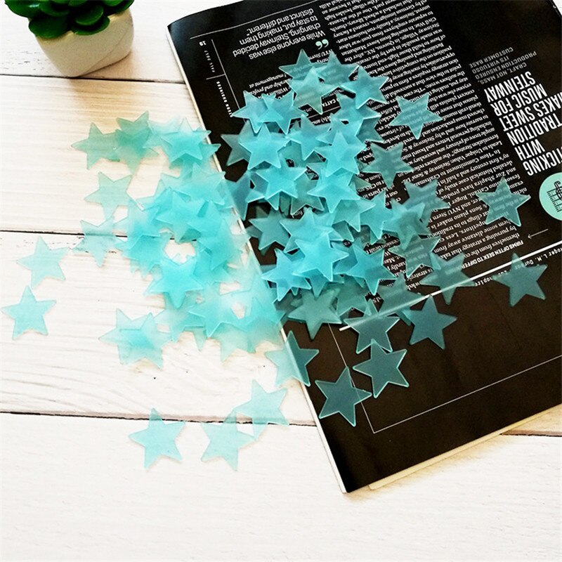 100pcs/bag 3cm Glow in the Dark Toys Luminous Star Stickers Bedroom Sofa Fluorescent Painting Toy PVC Stickers for Kids Room